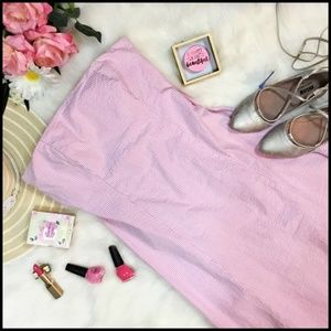 GAP Strapless Pink and White Seersucker Dress